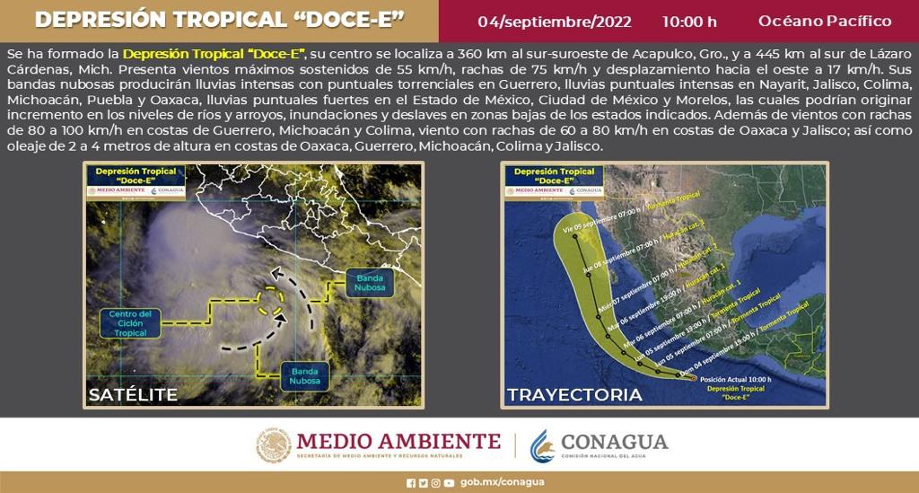 Depresión Tropical 12-E traería lluvias a Sinaloa