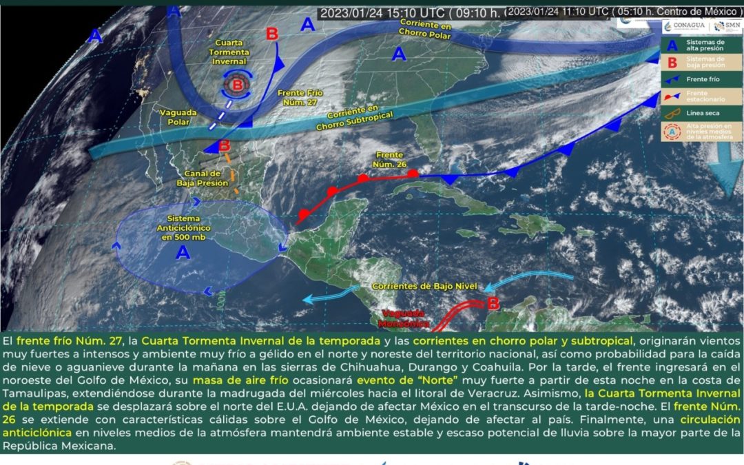 Pide Protección Civil mantener precauciones ante llegada del Frente Frío No. 27