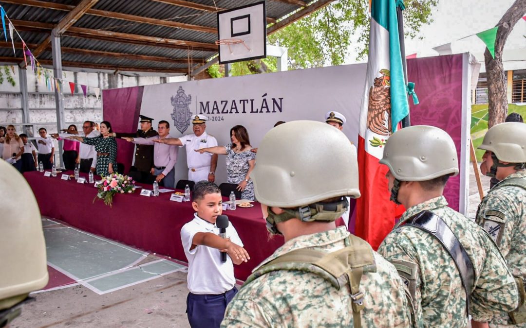 Gobierno Municipal de Mazatlán realiza Lunes Cívico en la Primaria Antonio Rosales